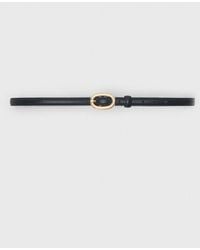 Maje - Slim Leather Oval Buckle Belt - Lyst