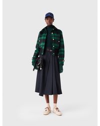 Maje - Plaid Jacket With A Velvet Collar - Lyst