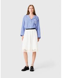 Maje - Mid-Length Cotton And Lace Skirt - Lyst