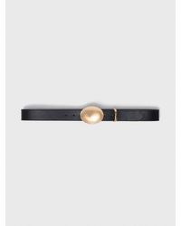 Maje - Leather Belt With Oval Buckle - Lyst