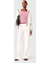 Maje - Cable-Knit Boat Neck Cardigan - Lyst