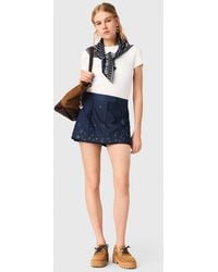 Maje - Embroidered Layered Denim Shorts - Lyst