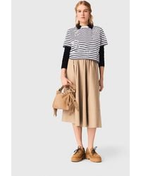 Maje - Striped Rhinestone Flower T-Shirt - Lyst