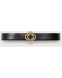 Maje - Leather Belt With Clover Logo - Lyst