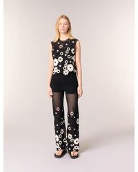 Maje - Gehäkelte Hose Mit Blumenmotiv - Lyst