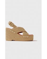 Maje - Wedge Sandals With Raffia Effect - Lyst