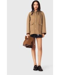 Maje - Wool Coat With Removable Hood - Lyst