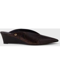 Maje - Embossed Leather Wedge Mules - Lyst