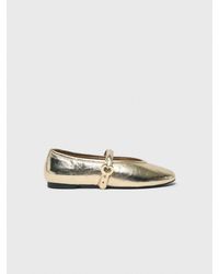 Maje - Metallic Leather Ballet Flats - Lyst