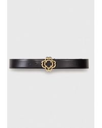 Maje - Leather Belt With Clover Logo - Lyst