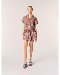 Maje - Patterned Rhinestone Cropped Shirt - Lyst