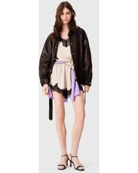 Maje - Satin Shorts With Lace Details - Lyst