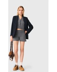 Maje - Knit Shorts With Rhinestones - Lyst