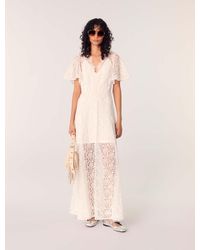 Maje - Langes Kleid Aus Floraler Guipure-Spitze - Lyst