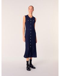 Maje - Langes, Plissiertes Strickkleid - Lyst