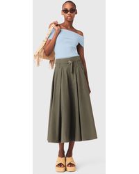 Maje - Cotton Pleated Maxi Skirt - Lyst