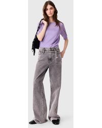 Maje - Wide-Leg Jeans With Chain-Link Belt - Lyst