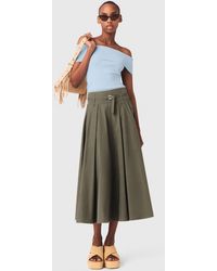 Maje - Cotton Pleated Maxi Skirt - Lyst