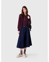 Maje - Mid-Length Flared Denim Skirt - Lyst