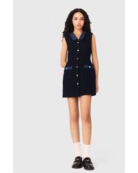 Maje - Tweedkleid Mit Denim-Details - Lyst