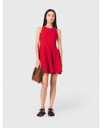 Maje - Short Flared Linen-Blend Dress - Lyst