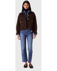Maje - Short Wool Jacket With Pleated Back - Lyst