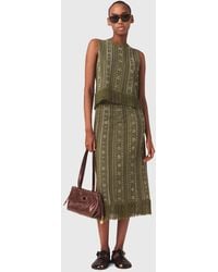 Maje - Knit Skirt With Rhinestone Flowers - Lyst