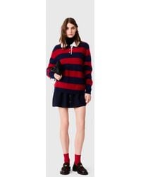 Maje - Fluffy Jumper With Poplin Collar - Lyst