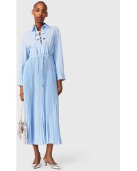 Maje - Long Pleated Dress With Eyelets - Lyst