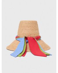 Maje - Raffia Hat With Printed Ribbon - Lyst