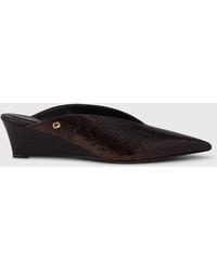 Maje - Embossed Leather Wedge Mules - Lyst