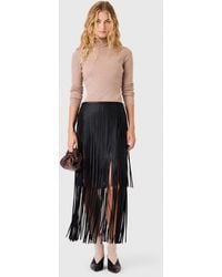 Maje - Fringed Faux Leather Skirt - Lyst