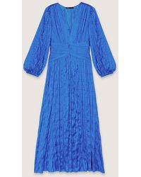 Maje - Langes Plissiertes Kleid Aus Satin - Lyst