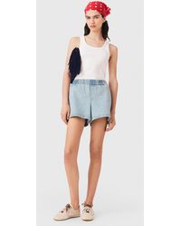 Maje - Floral Denim Shorts - Lyst