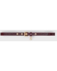 Maje - Slim Leather Belt With Eyelets - Lyst