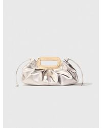 Maje - Metal Handle Metal Leather Clutch - Lyst
