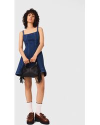 Maje - Short Denim Flared Dress - Lyst