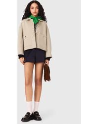 Maje - Short Pleated-Back Wool Jacket - Lyst