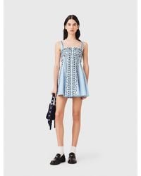 Maje - Short Embroidered Linen-Blend Dress - Lyst
