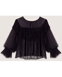 Maje - Top Aus Musselin Mit Volants - Lyst