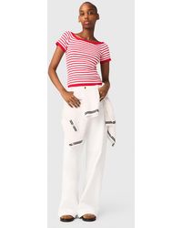 Maje - Gestreiftes U-Boot-Top Aus Strick - Lyst