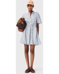 Maje - Short Patterned Linen-Blend Dress - Lyst