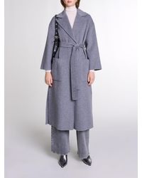 Maje - Long Double-Faced Coat With Belt - Lyst