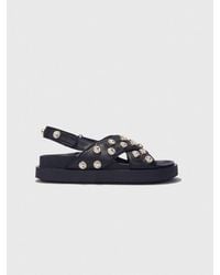Maje - Flat Leather And Rhinestone Sandals - Lyst