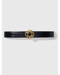 Maje - Croc-Effect Leather Double M Belt - Lyst