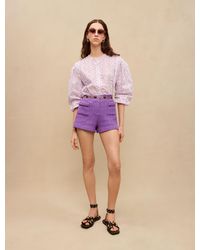 Maje Woman's Cotton Underside Fabric: Tweed Shorts For Spring/summer, Size Extra Small, In Color Purple / Purple