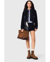 Maje - Bouclé And Denim-Detail Jacket - Lyst