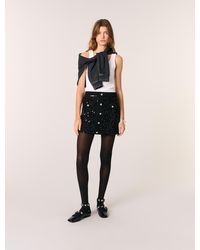 Maje - Jupe Courte En Maille À Sequins - Lyst
