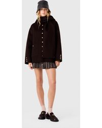Maje - Wool Coat With Removable Scarf - Lyst