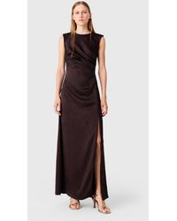 Maje - Satin-Effect Draped Maxi Dress - Lyst